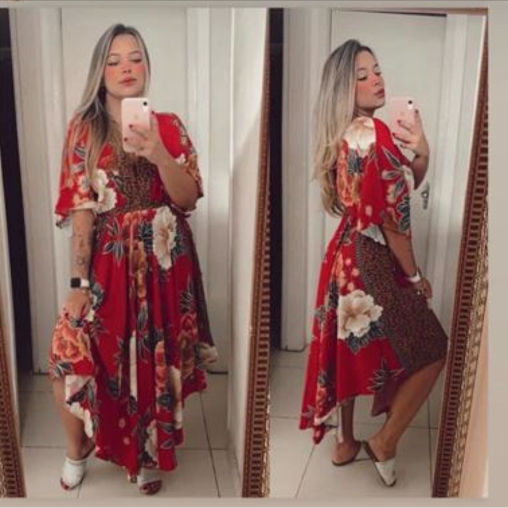 FARM Rio Red Floral Maxi Dress - Picture 3 of 3